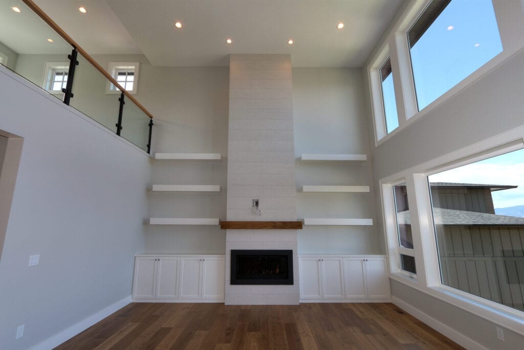 Custom built fireplace and entertainment unit at 462 Rockview Lane