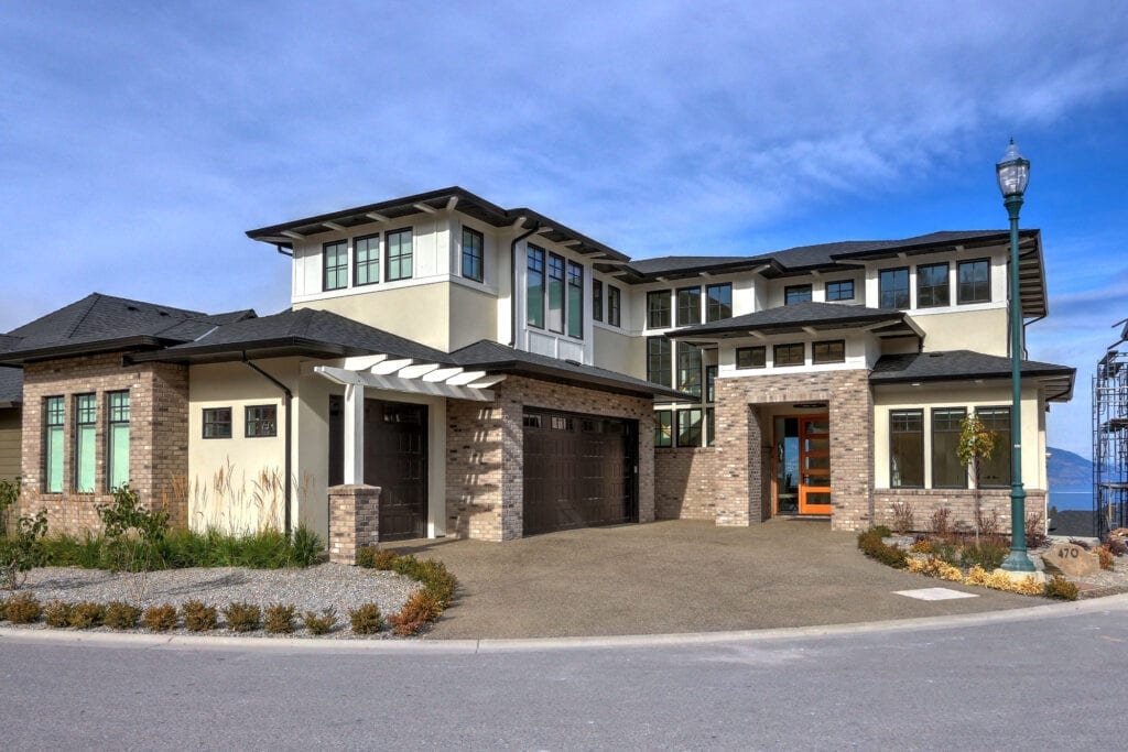 Custom home exterior corner view of 470 Rockview Lane, built by Tyler Stark